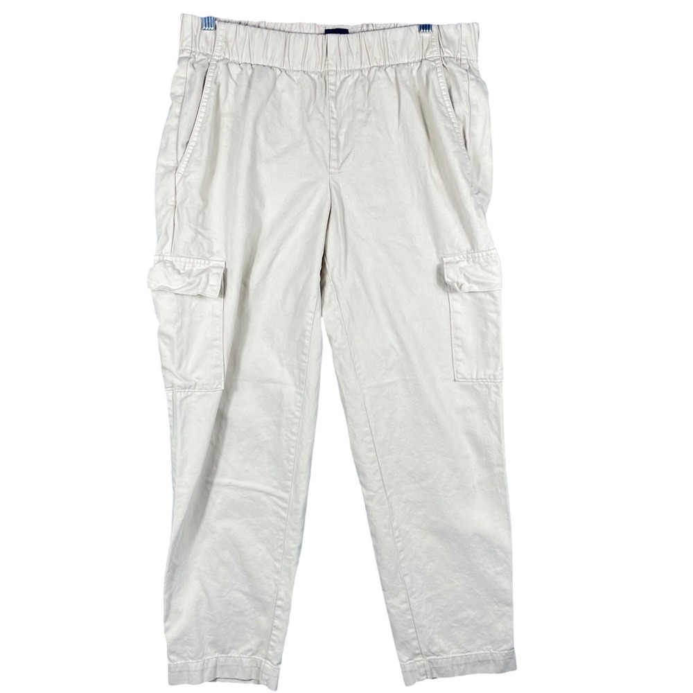 Gap Cargo Pants Women M Beige Tan Elastic Waist Cotton Lyocell Utility Relaxed